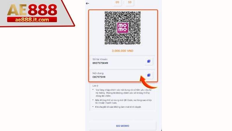 Lưu mã QR hoặc sao chép các thông tin chuyển khoản