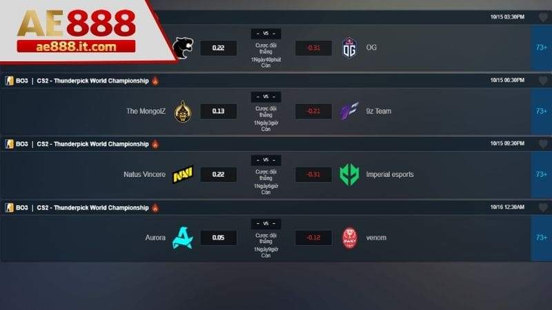 Click chọn trận đấu muốn cá cược