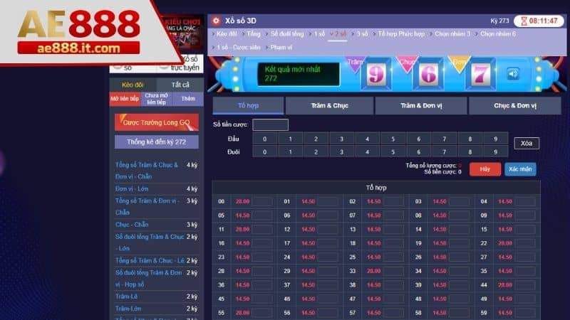 Cược xổ số 3D kèo 2 số cố định