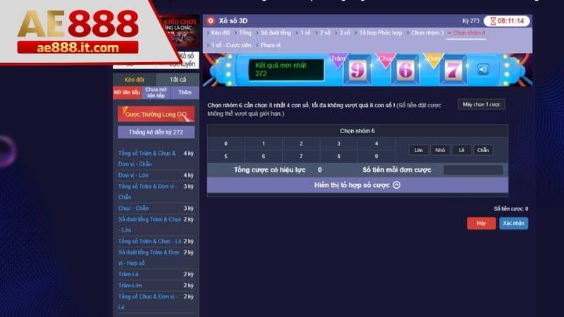 Cược xổ số 3D kèo chọn nhóm 6