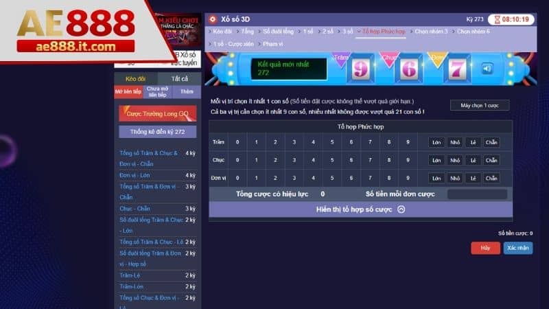 Cược xổ số 3D kèo tổ hợp phức hợp