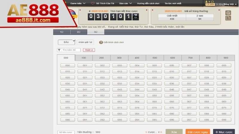 Giao diện chơi xổ số Lào 3D
