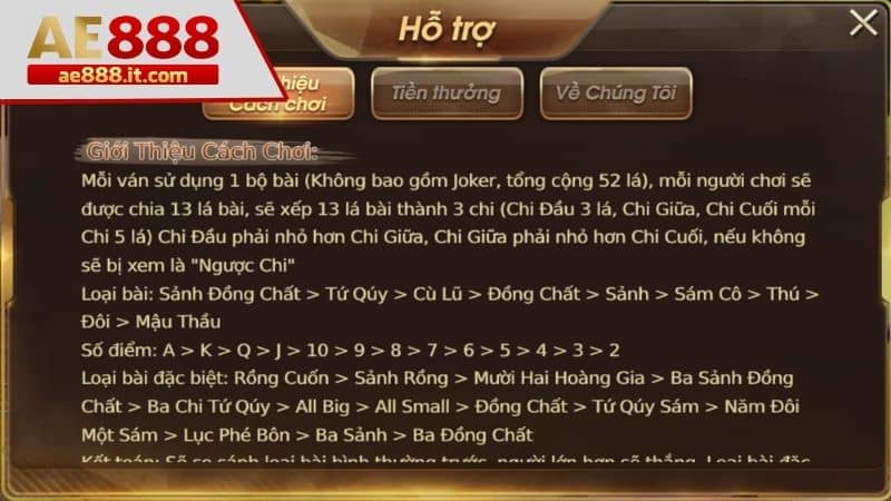 Thuật ngữ trong bài mậu binh online tại game bài AE888
