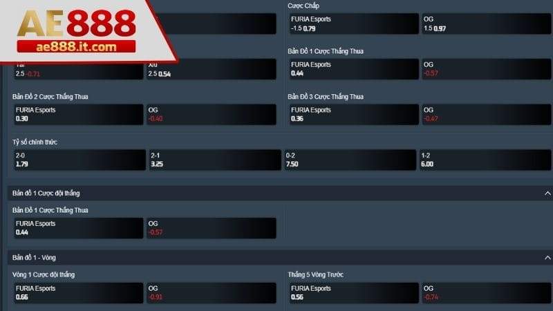 Tiến hành đặt cược trận đấu