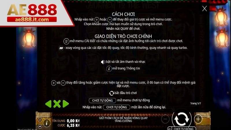 Các phím chức năng sử dụng trong game nổ hũ Tây Du Ký